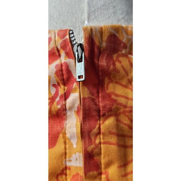 Vintage Key West Hand Print Fabrics Dress Orange Hibiscus Appliqued Lined Medium - Picture 5 of 10